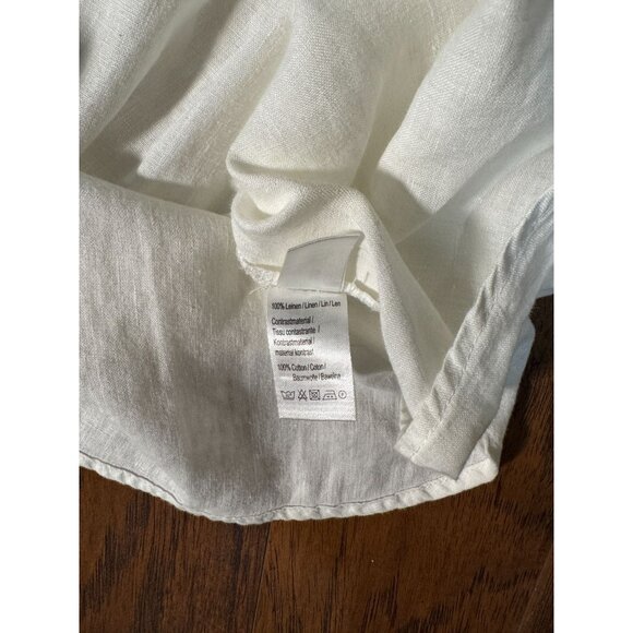 MALVIN I Love 100% Linen Top Blouse Womens S White V-Neck Button Front Pintuck - Picture 10 of 11